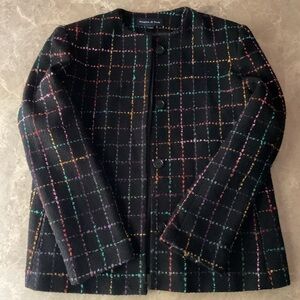 Preston & York women’s Textured tartan blazer wool blend Sz 14 professional